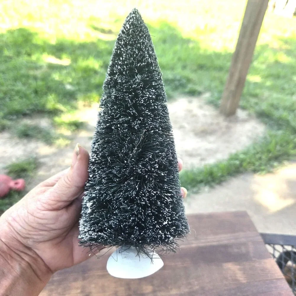 Department 56 Snowy Bottle Brush Trees Set of 5 Christmas Village Accessories